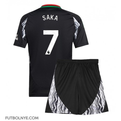 Camiseta Arsenal Bukayo Saka #7 Visitante Equipación para niños 2024-25 manga corta (+ pantalones cortos)